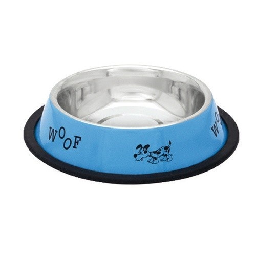 comedouro para cães antiderrapante em aço inoxidável azul