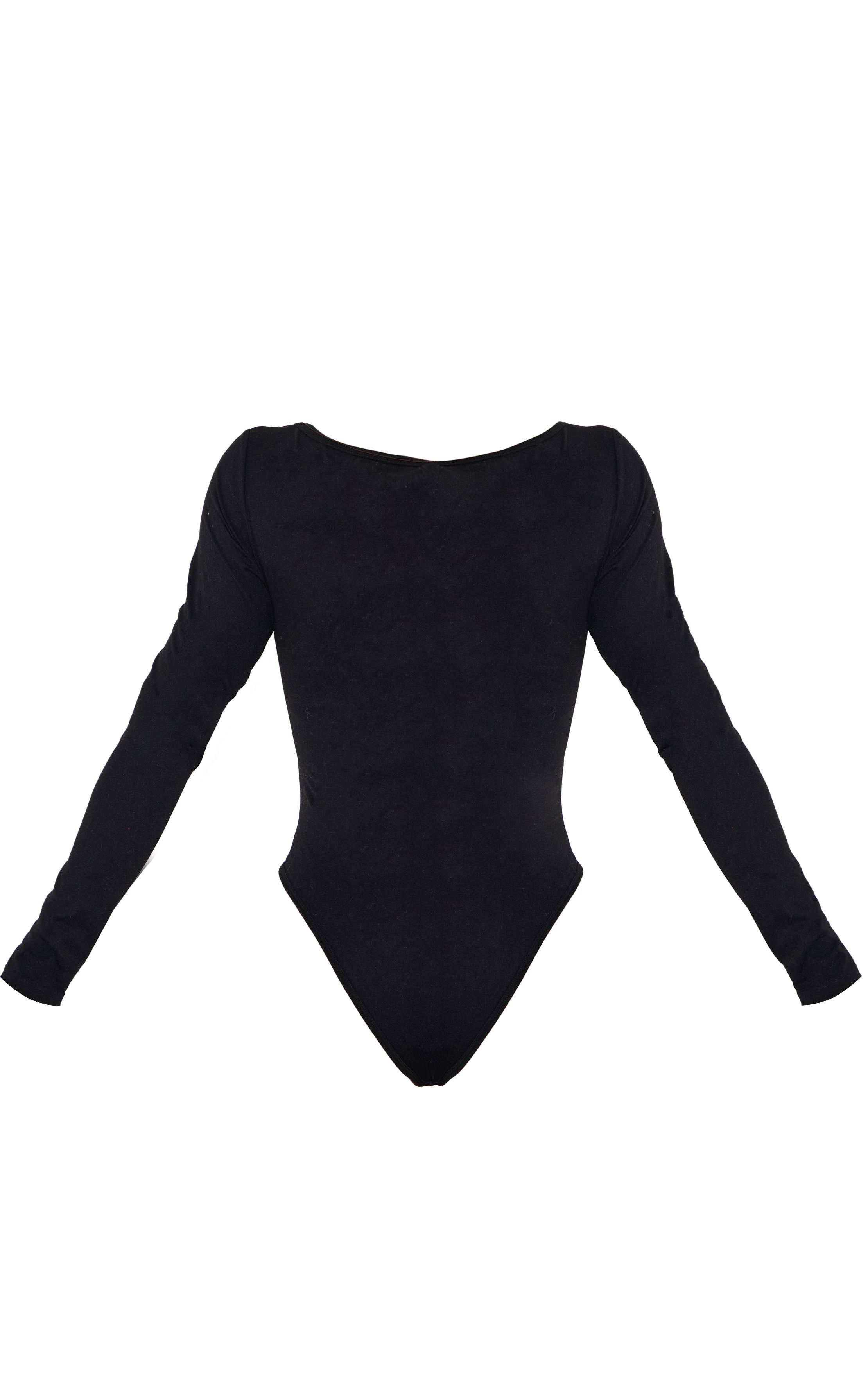 Noir Body Sculptant Shape Col Bateau Manches Longues Avec Soutien-gorge Intégré