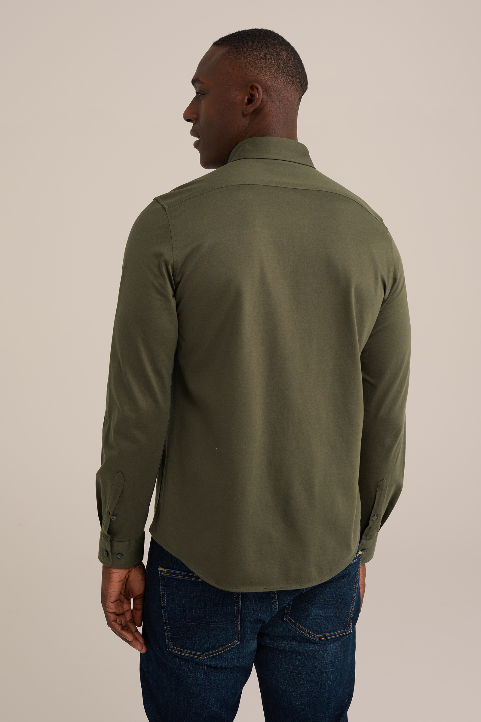 jersey overhemd met stretch WE Fashion Donkergroen