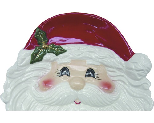 Decoratief bord Kerstman Lafiora 24,5 x 23,5 cm wit rood