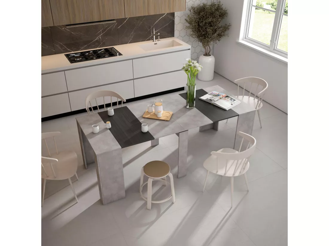 Table console extensible, 220, Pour 10 personnes, Table à Manger, Ciment