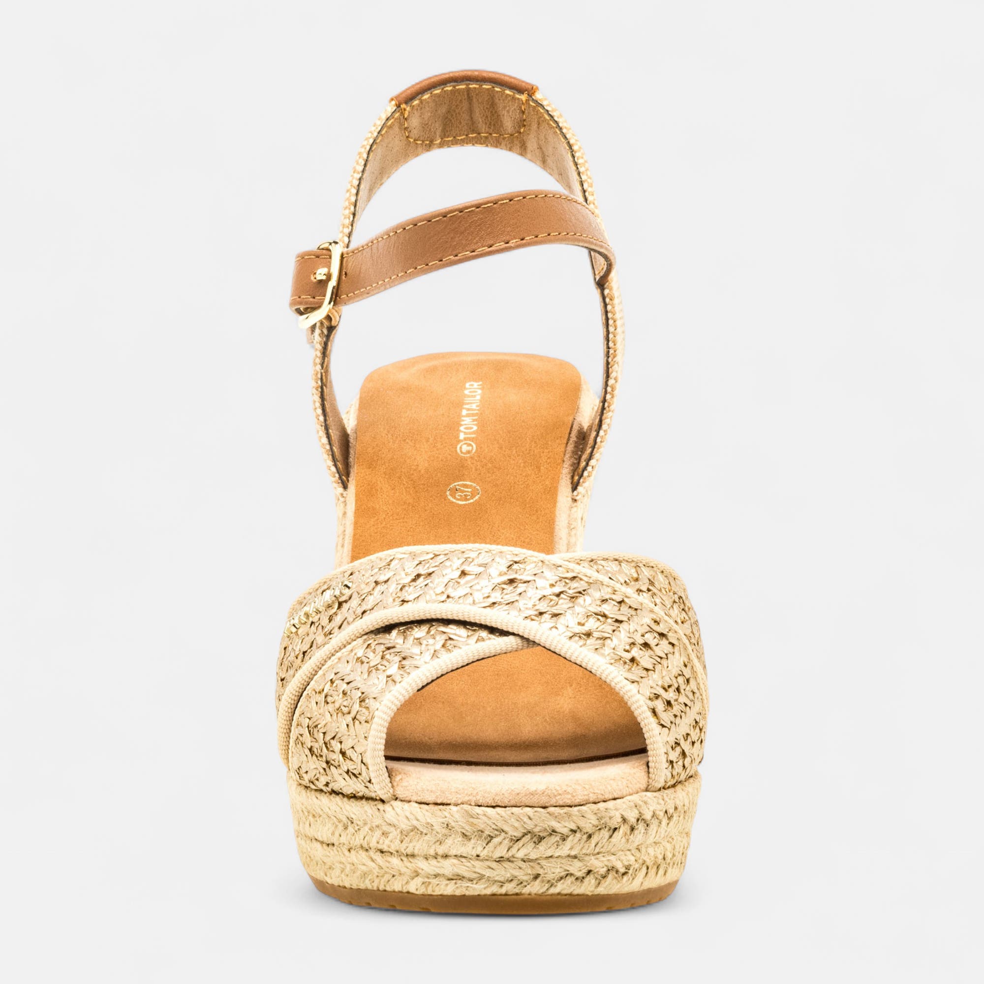 Espadrilles à talon compensé Femme or