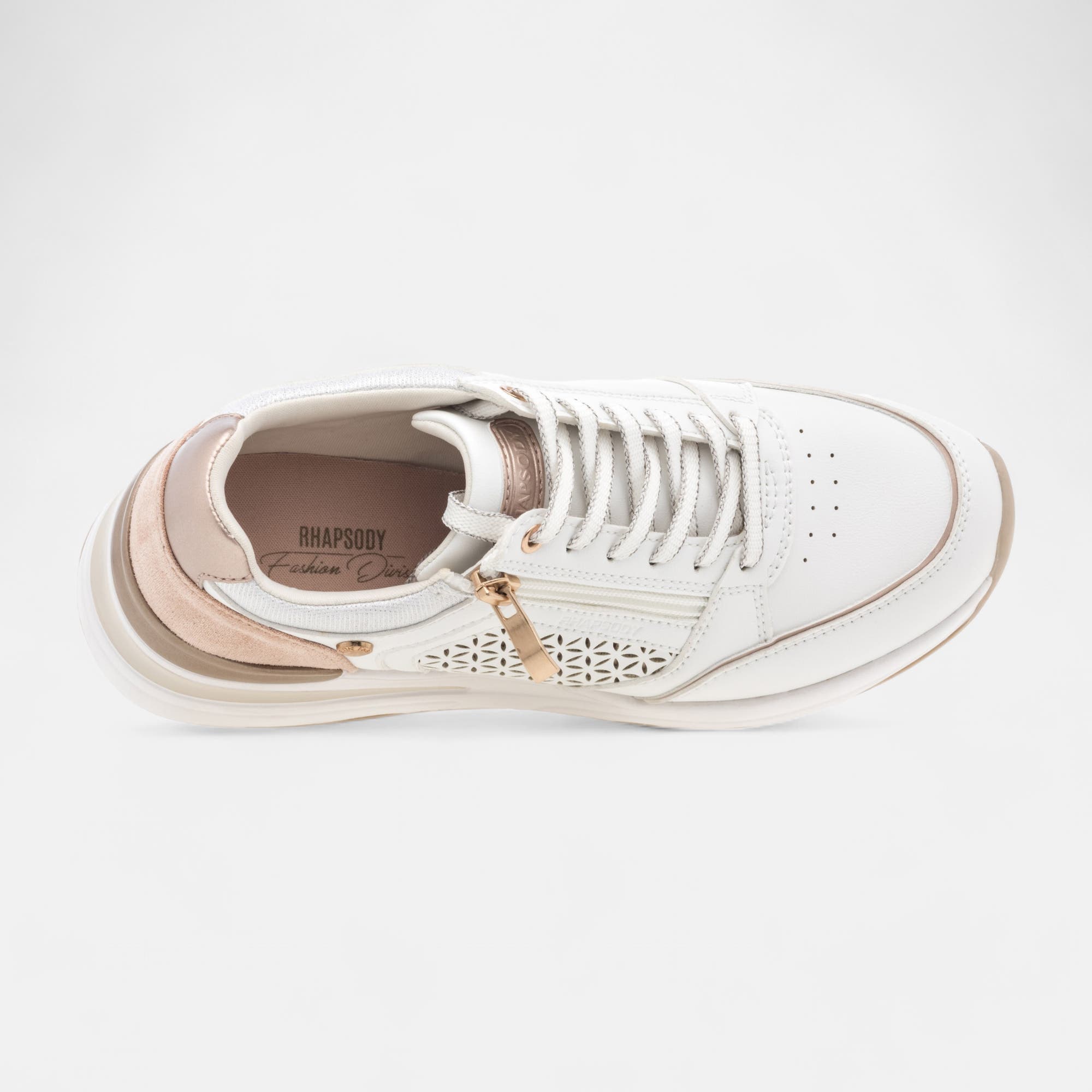 Baskets basses à talon compensé Femme blanc
