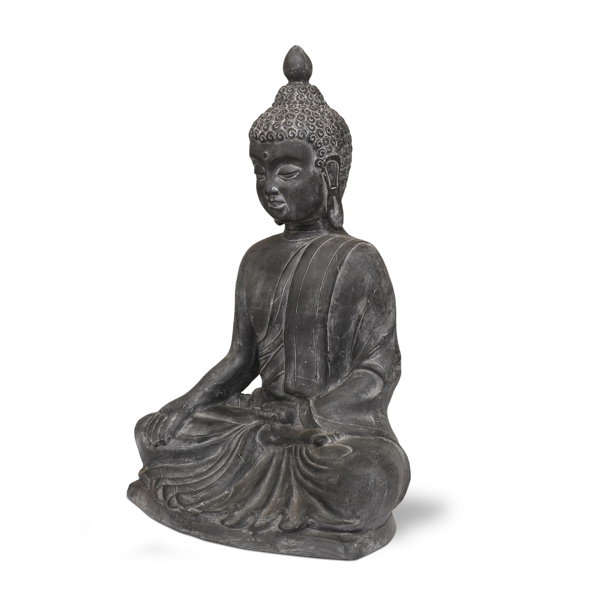 Skulptur 'Buddha unterwirft Mara', grau, H 70 cm, B 50 cm, T 30 cm von fischer's lagerhaus