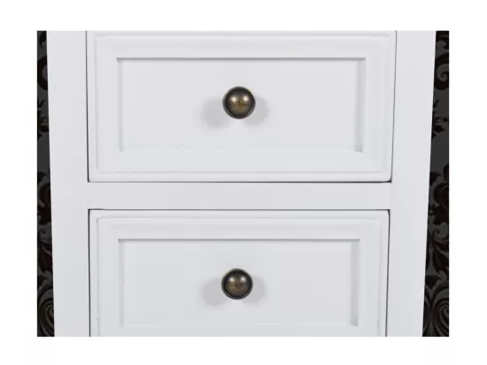 Table de chevet 2 pièces avec 2 tiroirs MDF Blanc
