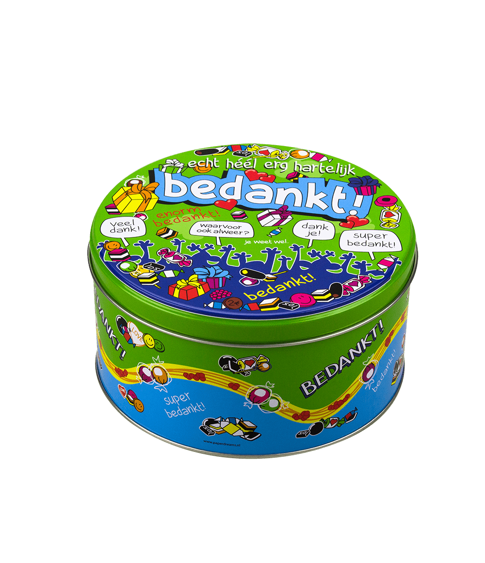 Snoeptrommel Bedankt 14cm