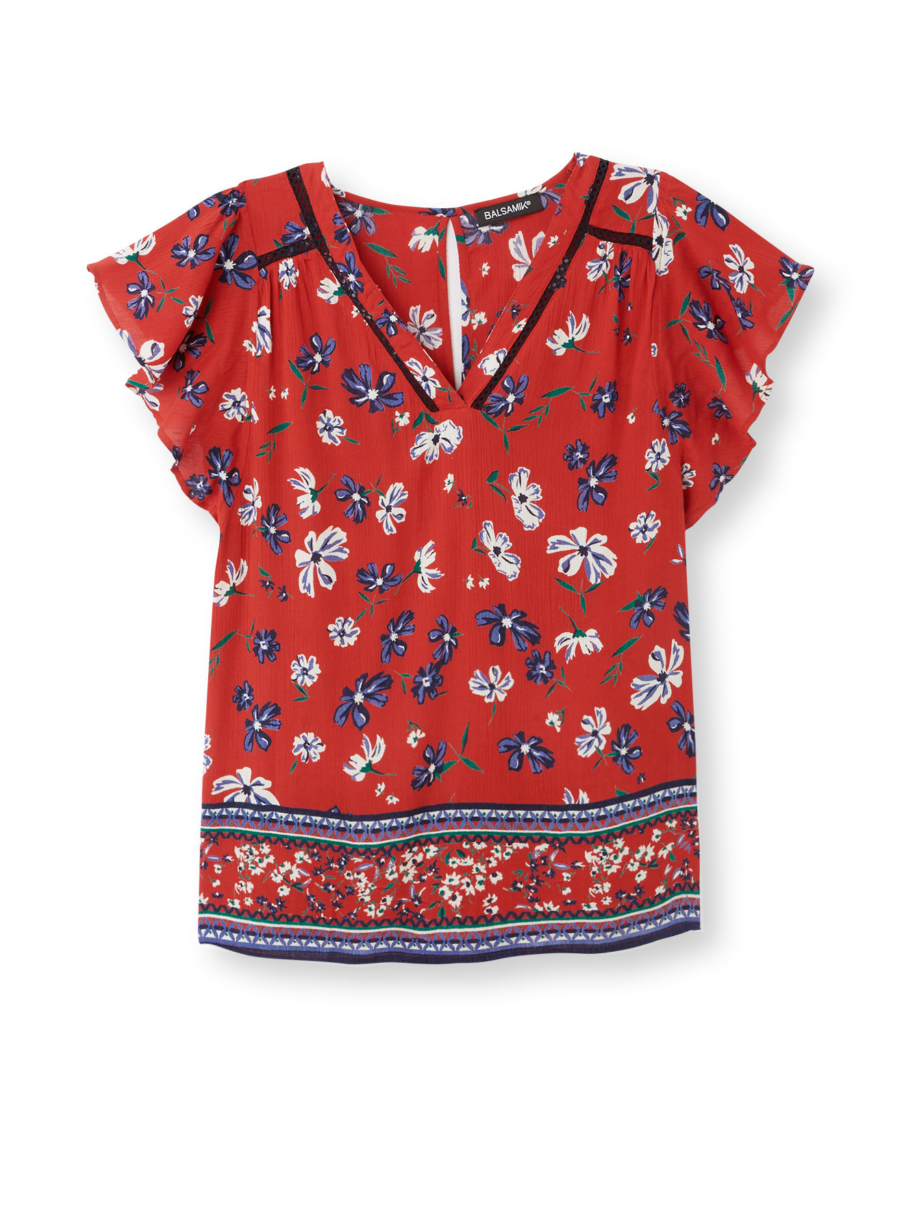 Blouse à manches volantées froncées