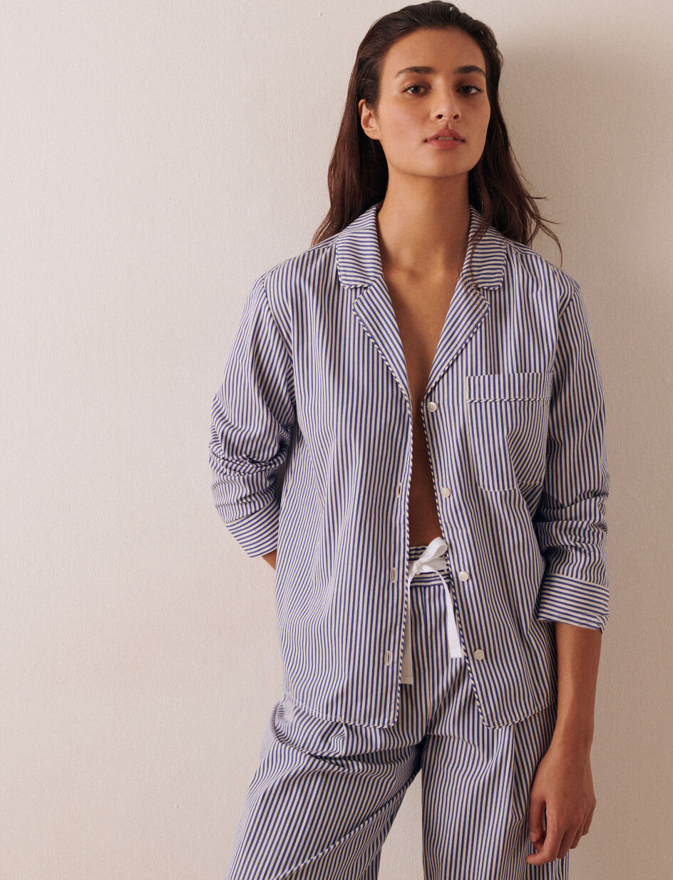 Veste de pyjama - milleraie bleu franc