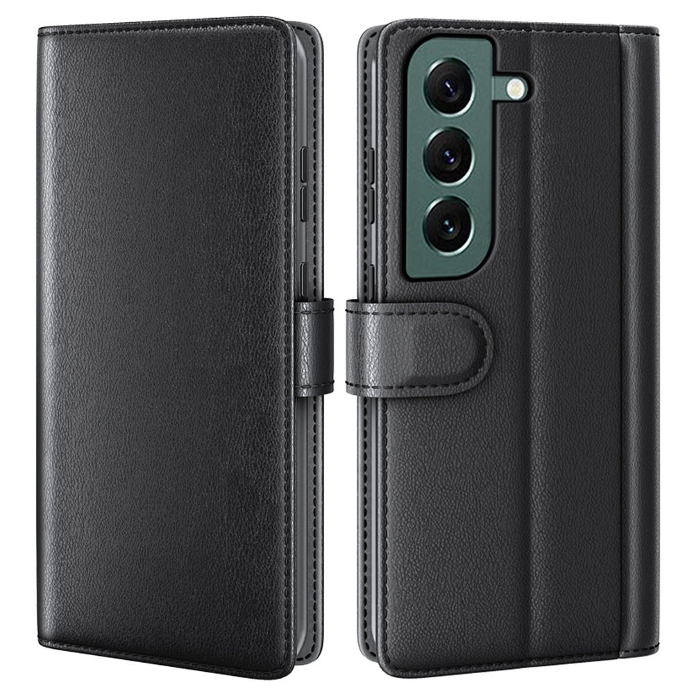 Samsung Galaxy S23  Plus 5G Echtleder Tasche Flip Cover mit Kartenfächer - Schwarz