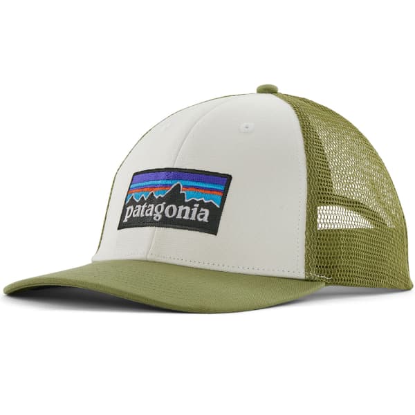Casquette PATAGONIA P-6 LOGO LOPRO TRUCKER HAT WHITE W/BUCKHORN GREEN