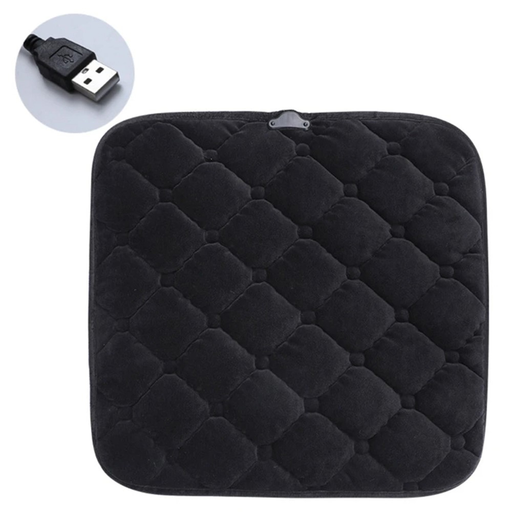 (44x42cm) Beheizbare Auto USB Sitz Auflage KFZ Sitzheizungs Kissen - Schwarz