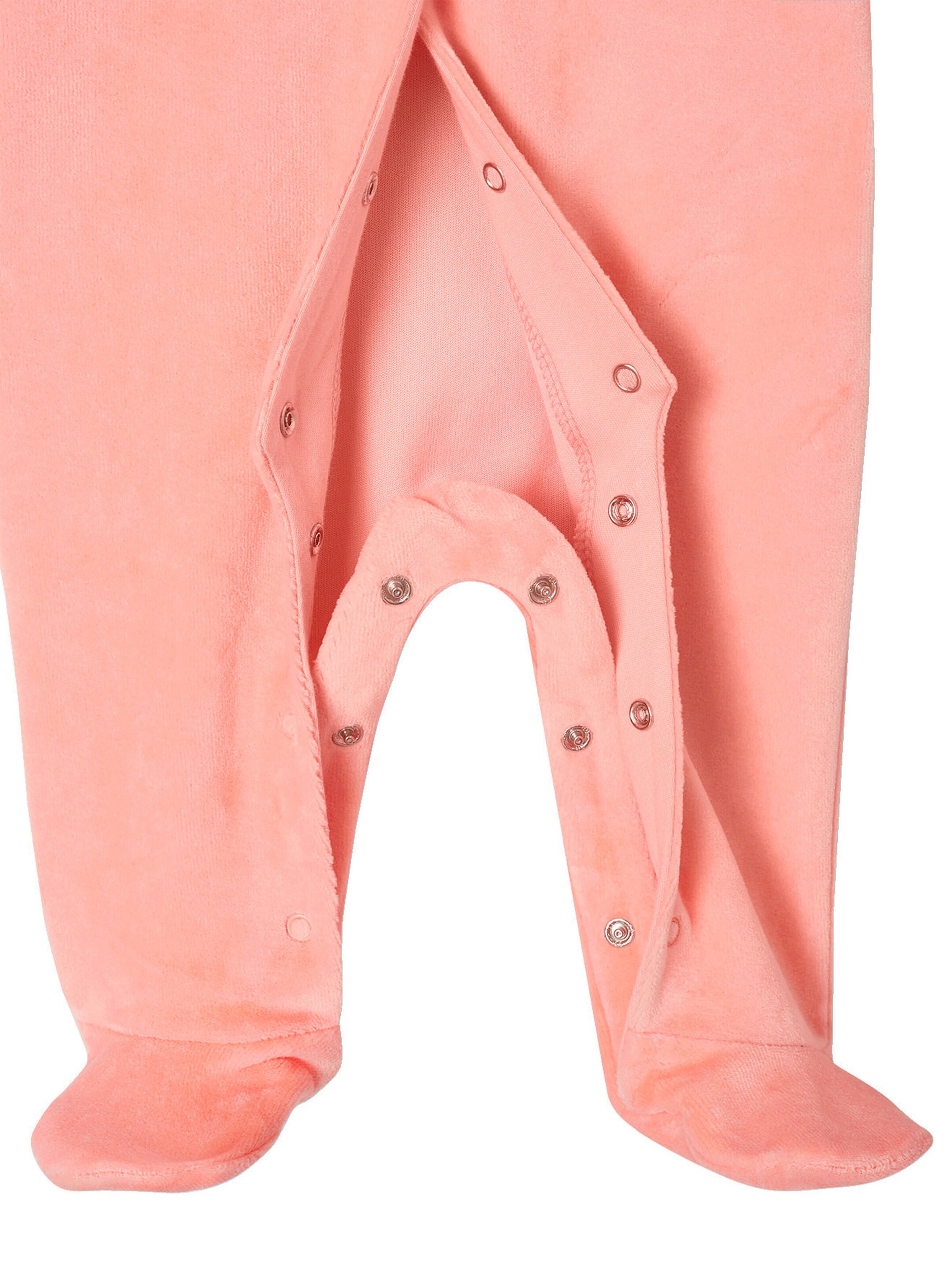 Vertbaudet 2er-Pack Baby Samt-Strampler mit Recycling-Polyester, Blumen und Kragen pfirsich