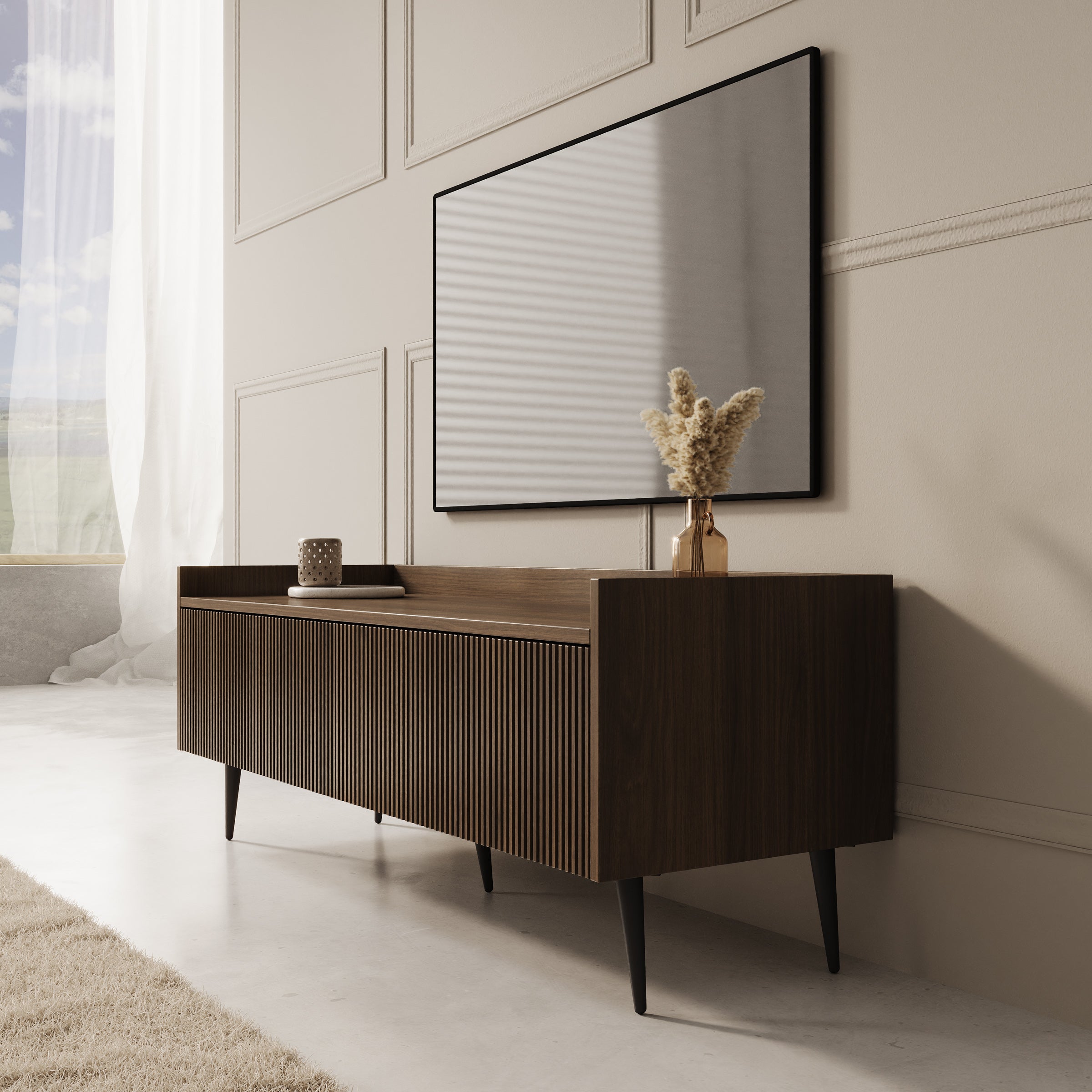 Asty - TV-Meubel - Donker eiken - 121x40x45 cm