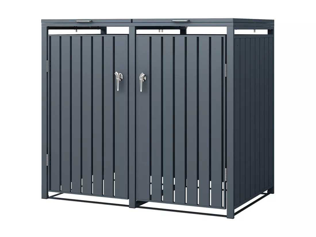 Abri de poubelle double cache-poubelle boîte de rangement jardin extérieur 240 L