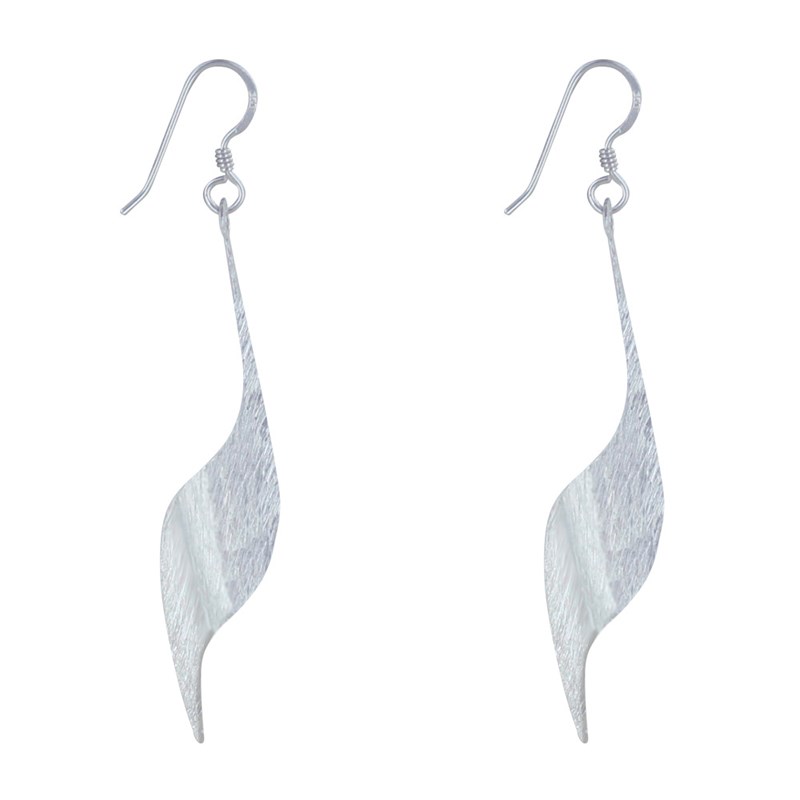 Boucles d'Oreilles Argent Brossé Vague