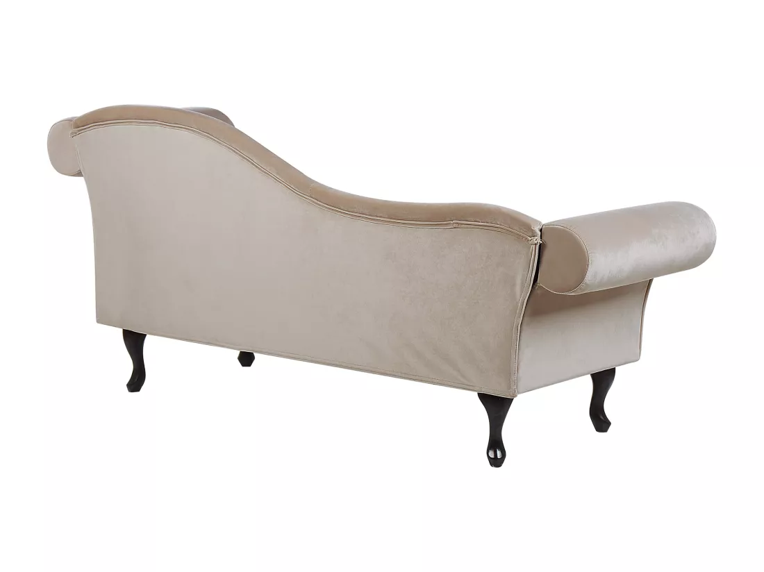 Chaise longue côté droit en velours beige LATTES