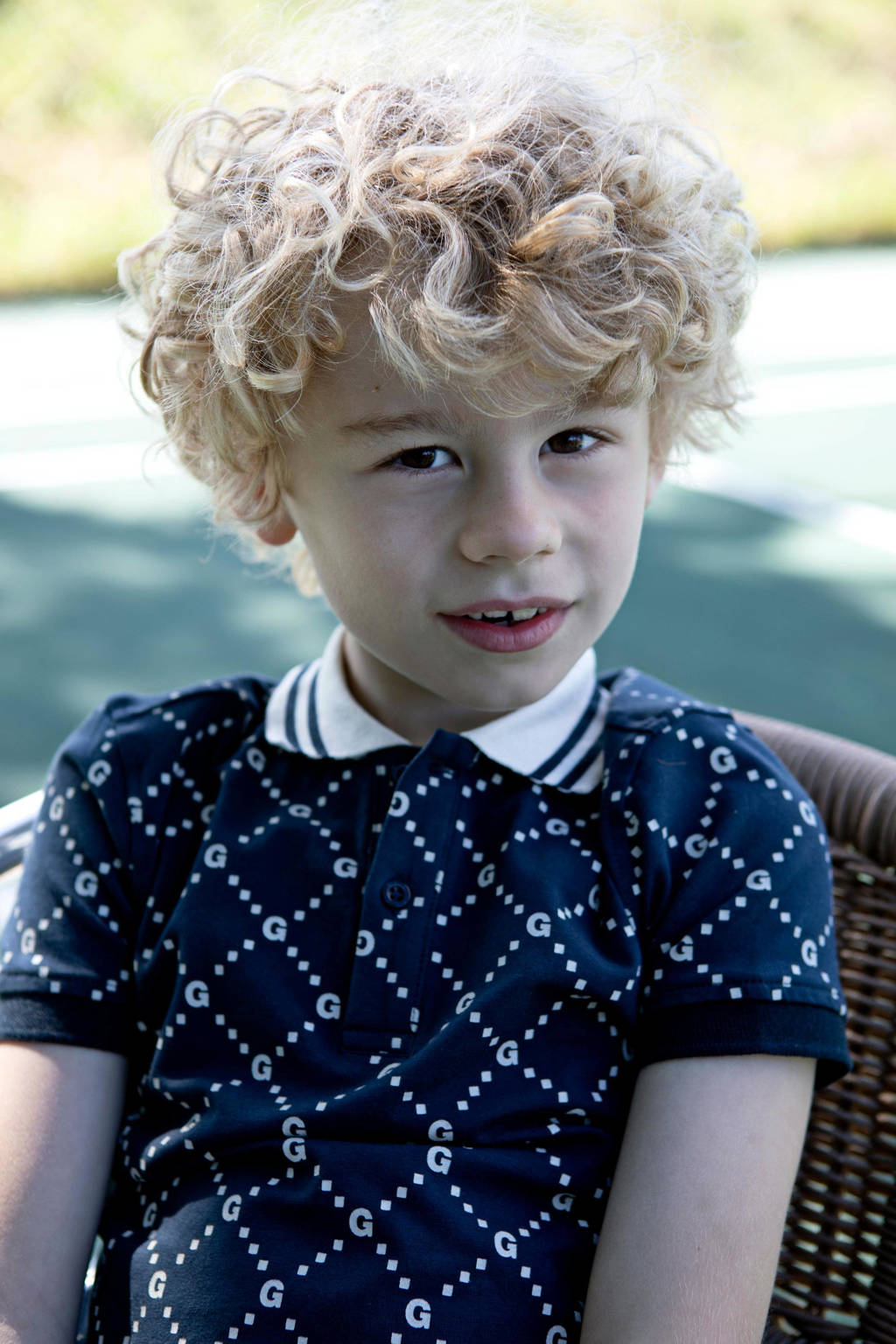 Le Chic Garcon T-shirt NEILY met all over print donkerblauw