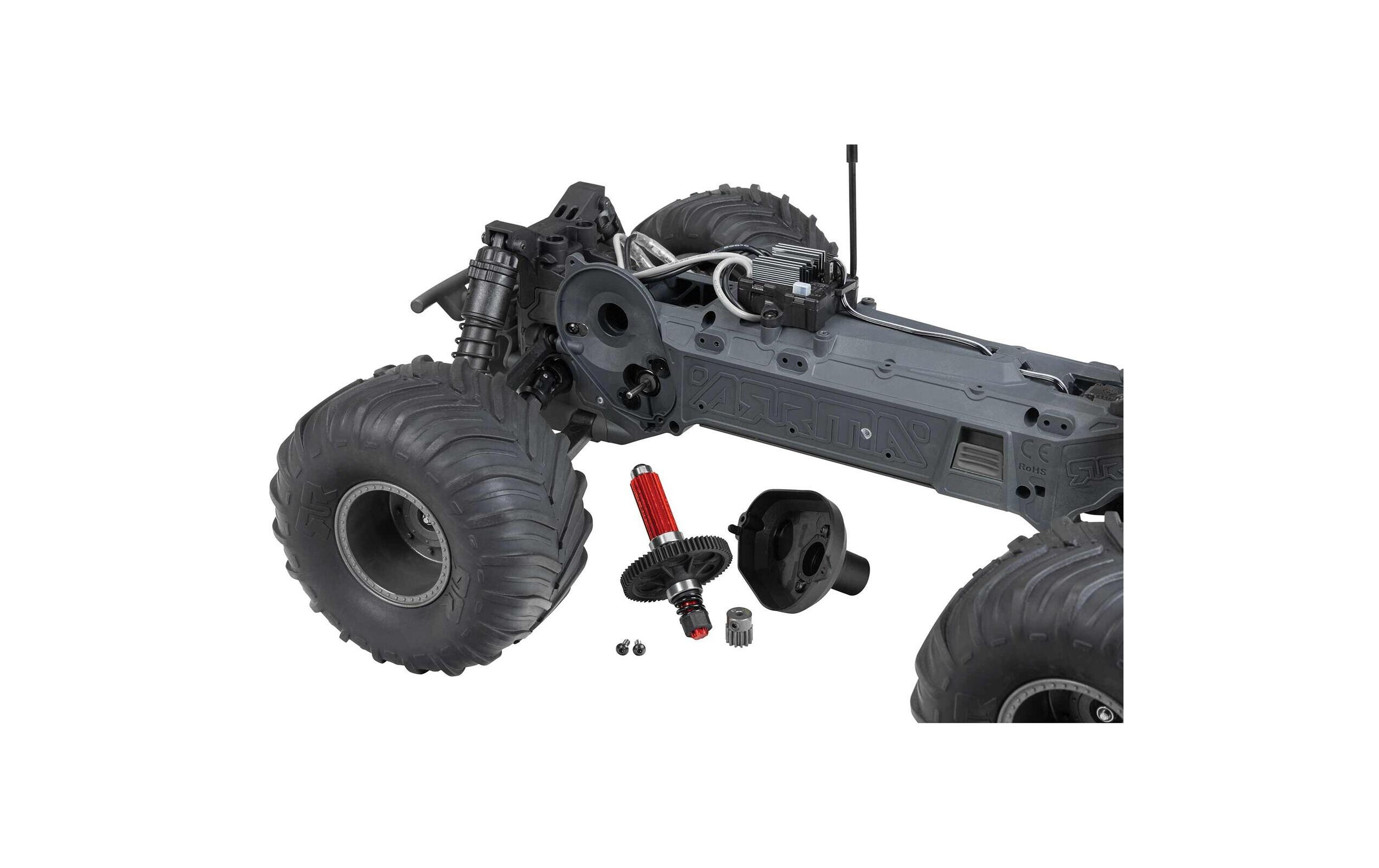 Monster Truck Gorgon MEGA 550 RWD Schwarz, Bausatz, 1:10<br>2WD Monstertruck mit Heckantrieb – Bausatz mit Elektronik & Akku