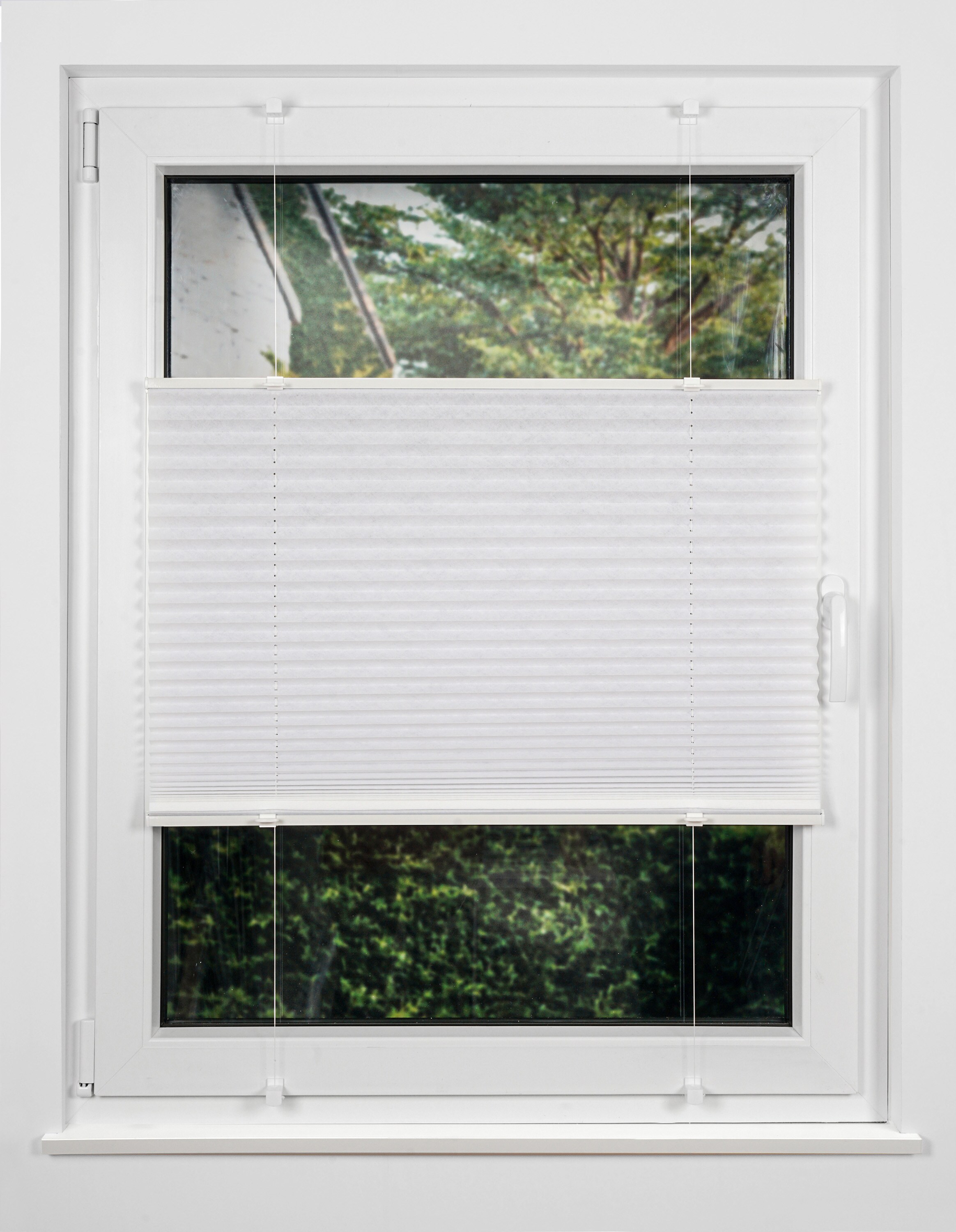 Ondeco Plissee Prompt ohne Bohren Basic mit Klemmträger Sonnenschutz Lichtschutz Klemmfix Farbe: Weiß, Größe: 50x130 cm