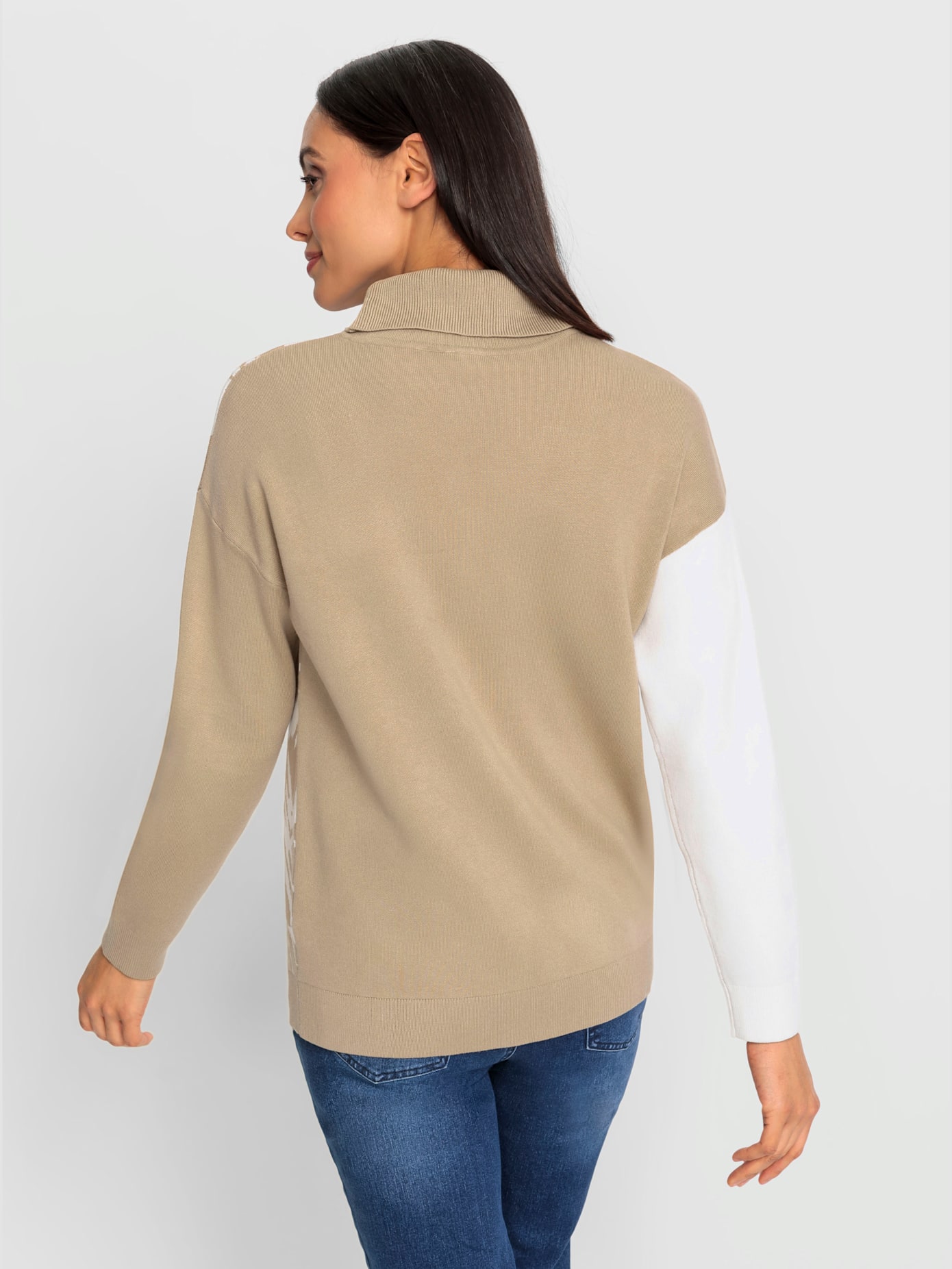 Pull à col roulé motif jacquard original