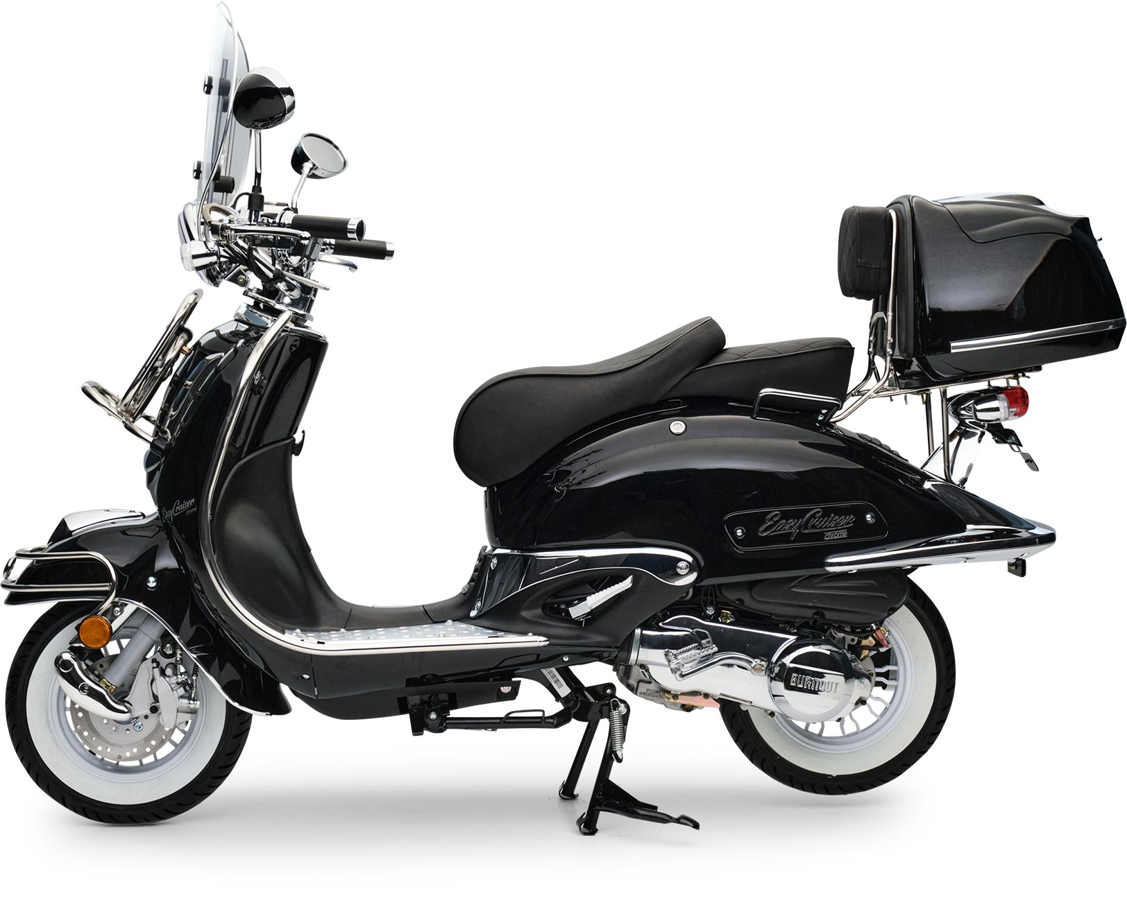 Motorroller Retro EasyCruiser Schwarz 50ccm Euro 5 EFI Scooter Moped Mofa