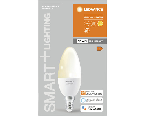 Ledvance Smart WIFI LED kaarslampen, dimbaar, B40 E14/5W (40W), mat, 470 lm, 2700 K, warm wit