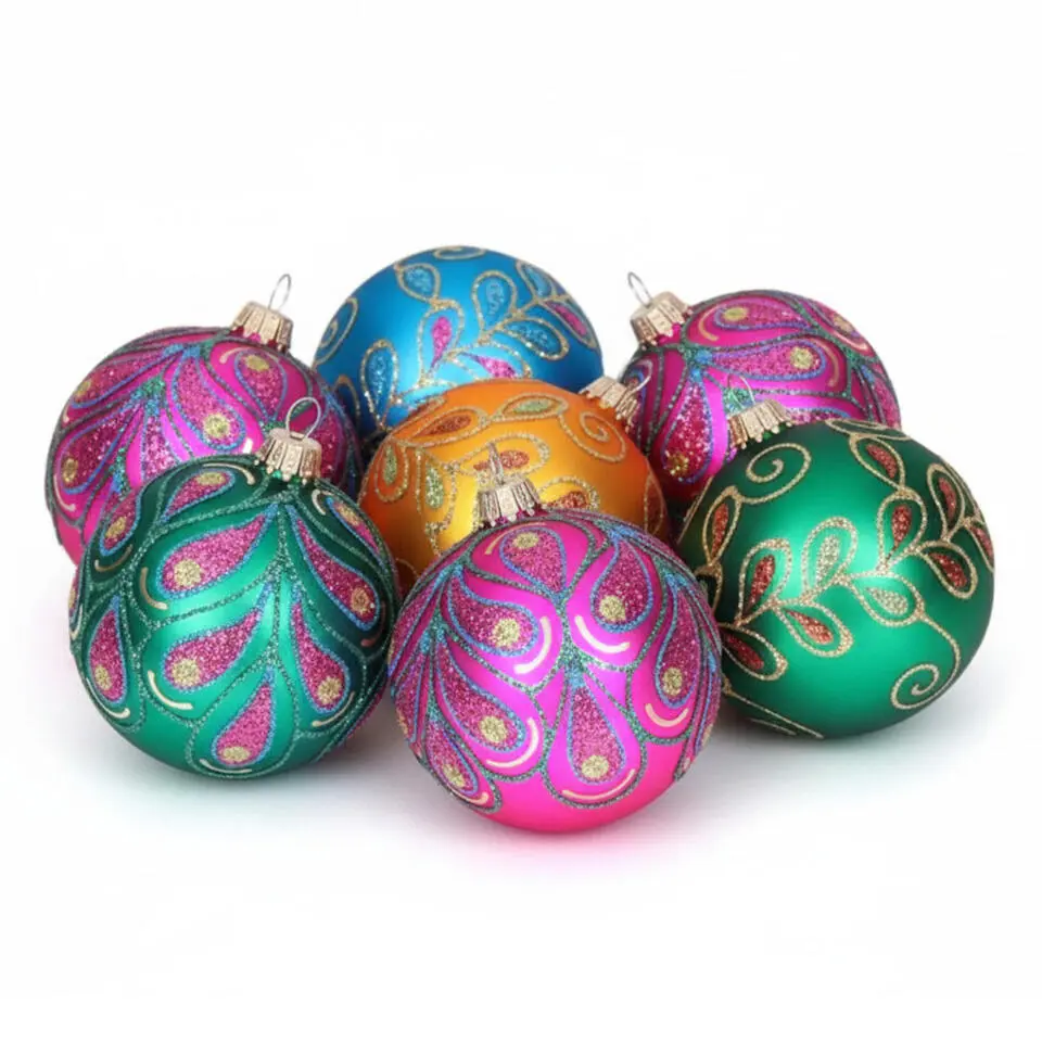 Krebs Luxe kerstballen - 8x st - gekleurd - D7 cm - glas