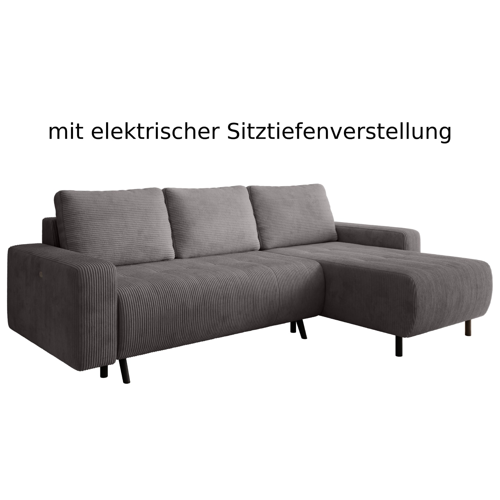 Wohnlandschaft Ecksofa RIMINI Cord Grau