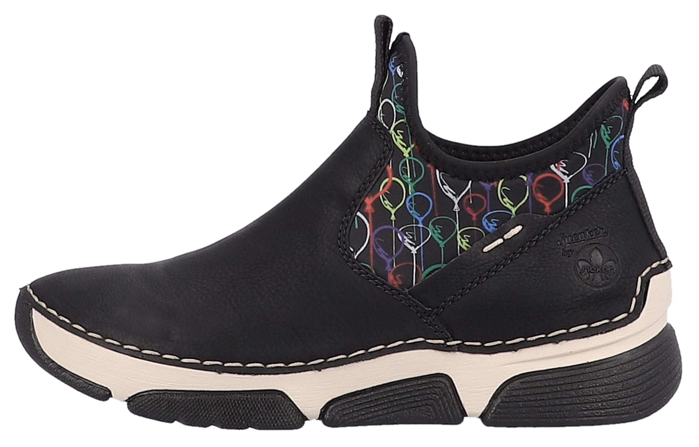Rieker Schlupfboots  mit buntem Aufdruck