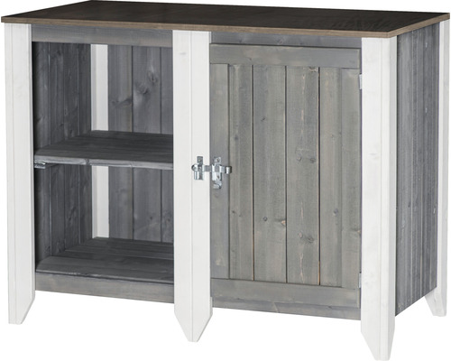 Tuinkast/buitenkeuken Konsta type 561 dressoir incl. 1 deur 115 x 60 x 88 cm lichtgrijs-crème