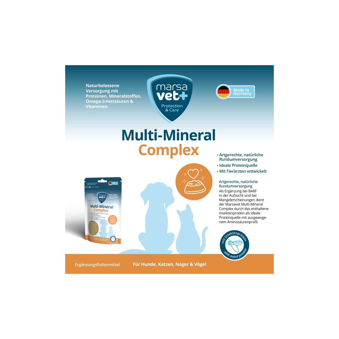 Marsavet Multi-Mineral Complex Pulver für Hunde, Katze und andere Haustiere - 125 g