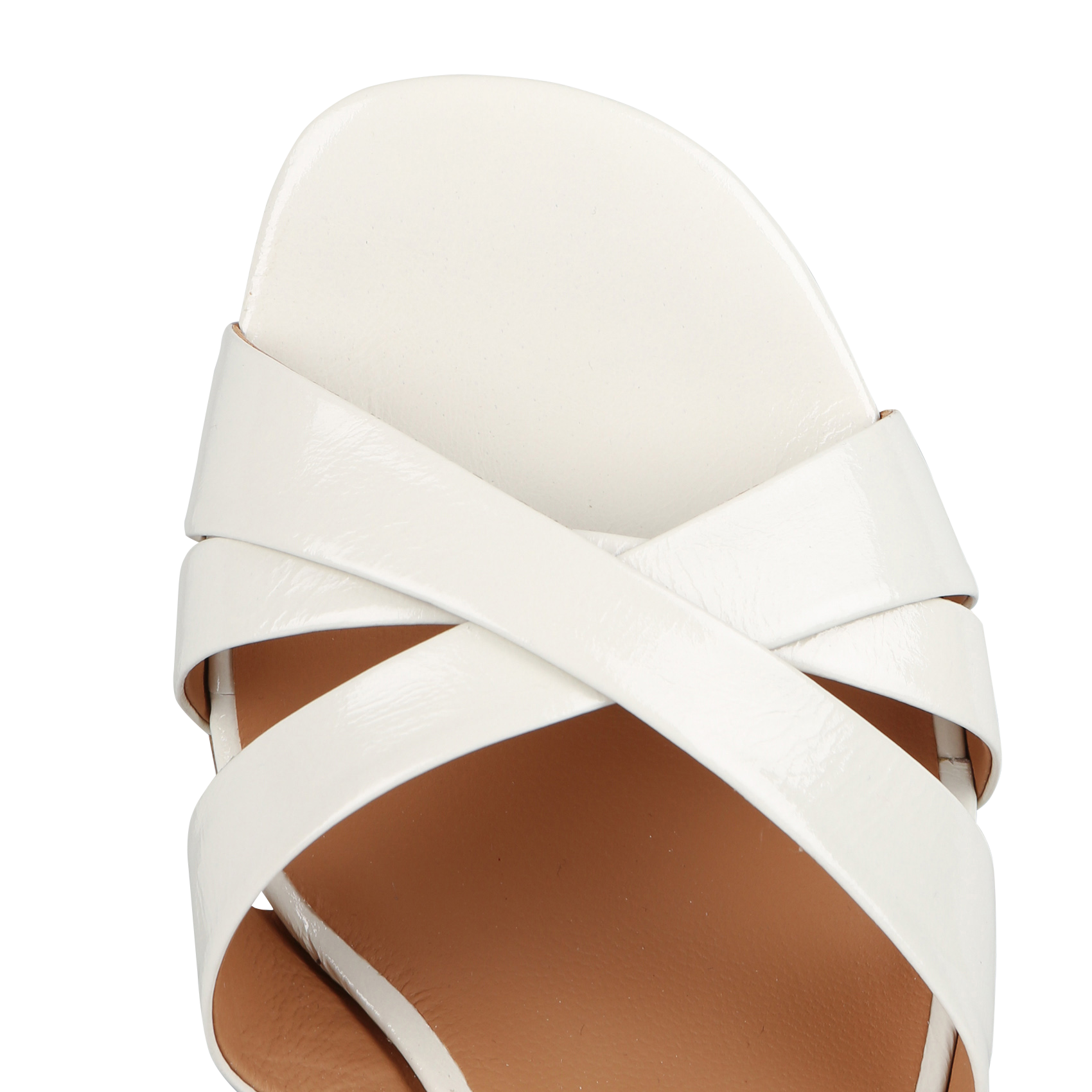 EMANUELA - Sandales à talons en cuir verni | Beige