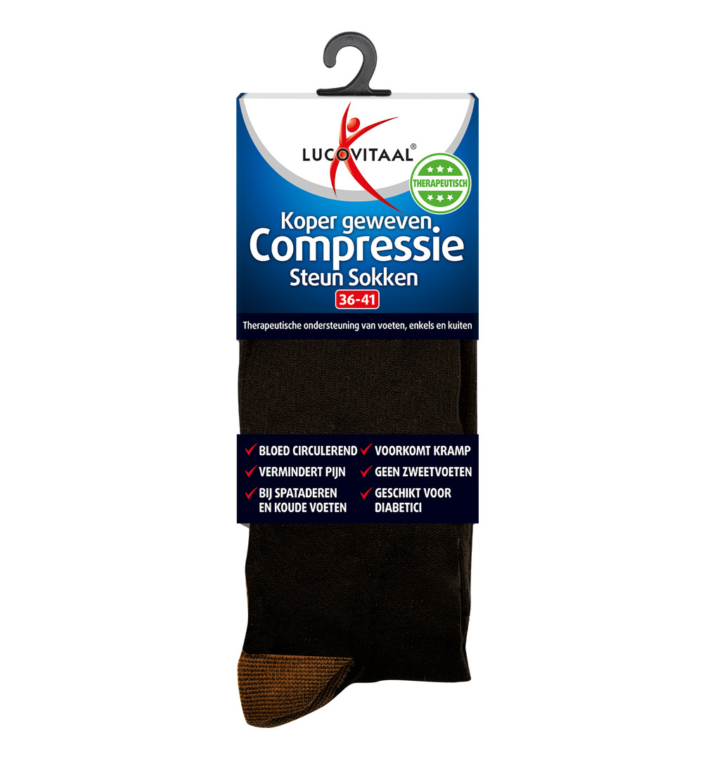 Lucovitaal Koper Compressie Sokken 36-41 Zwart (1 paar)