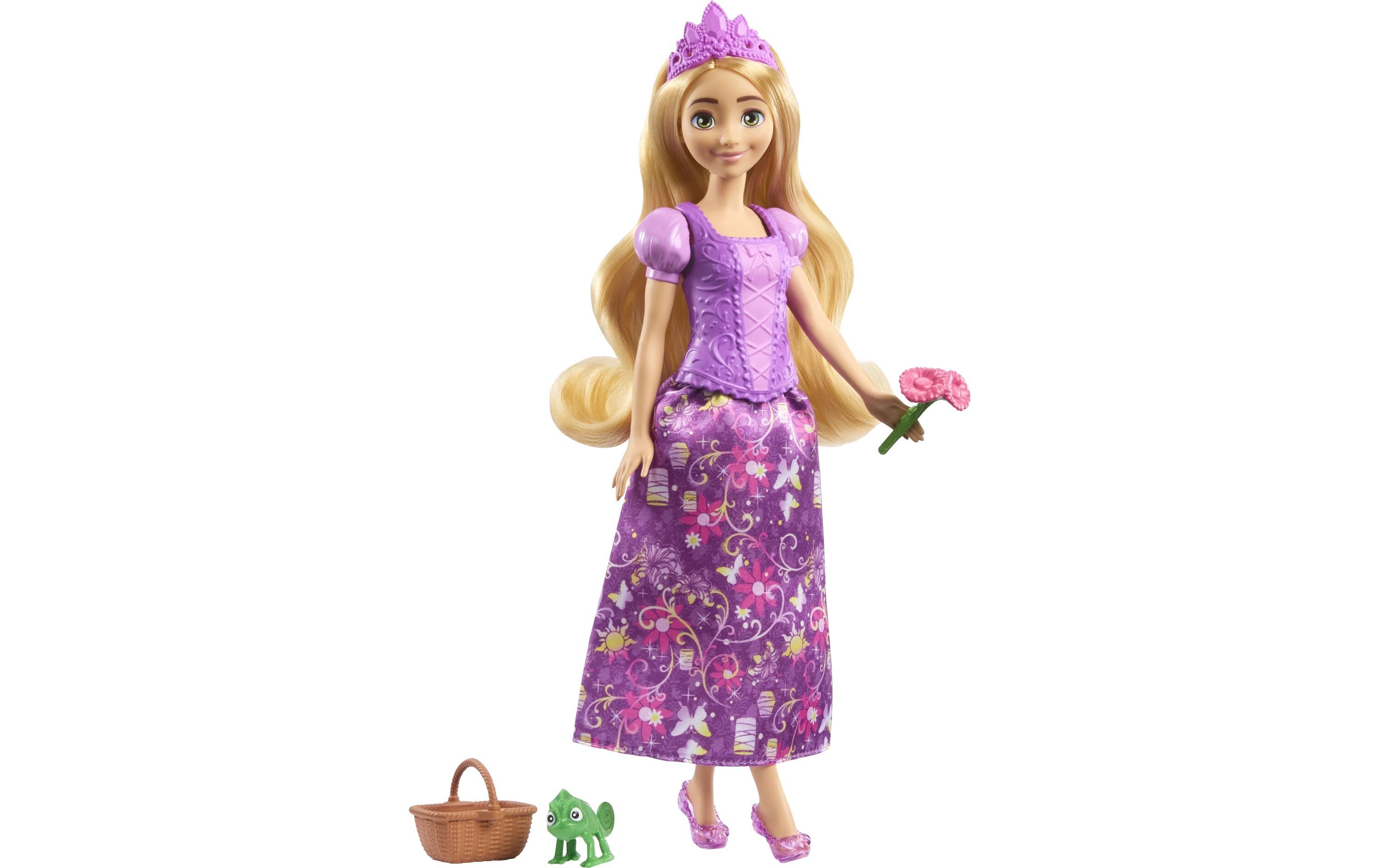 Spielset 2-in-1-Geschichten Rapunzel-ModepuppePuppe mit 2 Oberteilen zum Anklipsen, 2 Röcken und 9 Accessoires