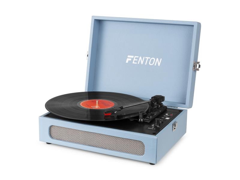 Fenton Plattenspieler mit Bluetooth RP118E Blau Hochwertiger Plattenspieler im Kofferdesign