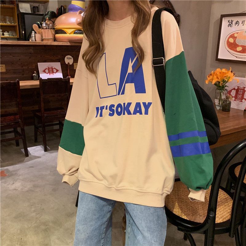 Iduna - Sweatshirt met letterprint en kleurblokken