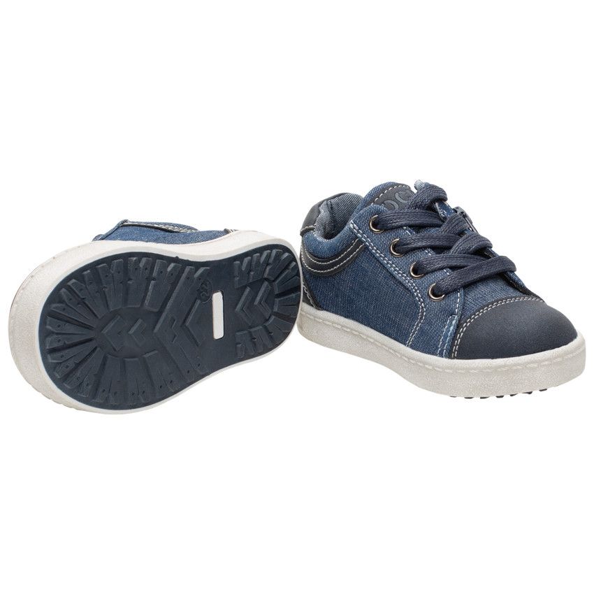 Baskets en jean à lacets et zip - Bleu