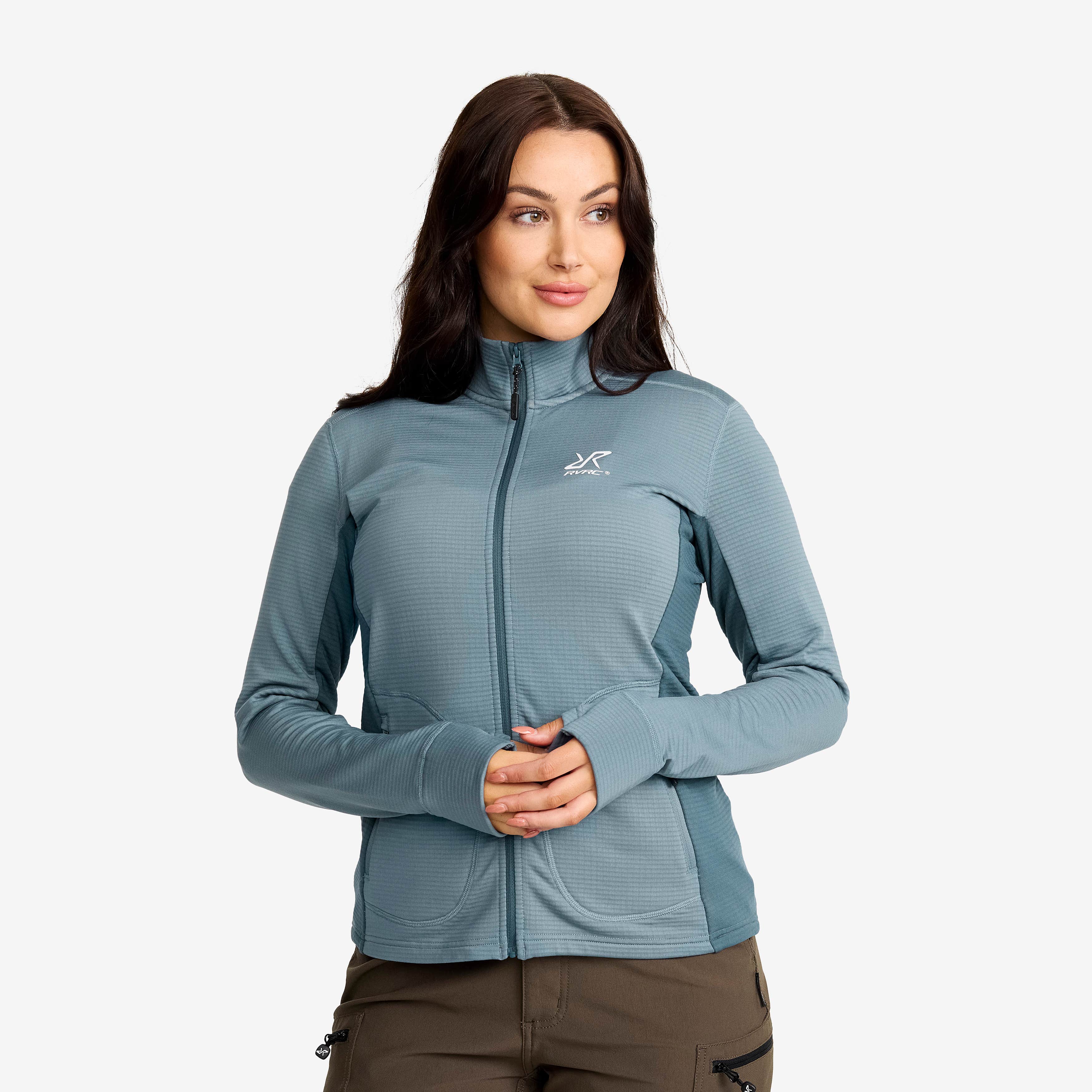Waffle Full-zip Fleece  Dame Blue Mirage