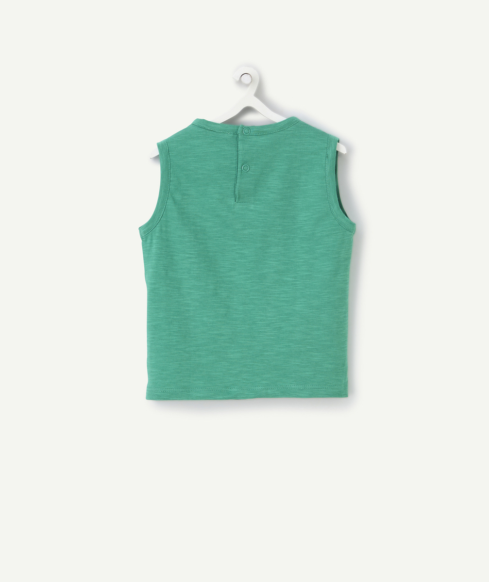 débardeur bébé garçon en coton bio vert motif brodé