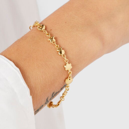 Pulseira Mini Icons com banho de ouro 18k sobre prata.