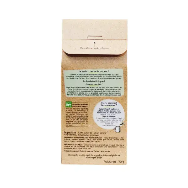 Chá Verde Sencha Orgânico Esprit para Infusão 70g
