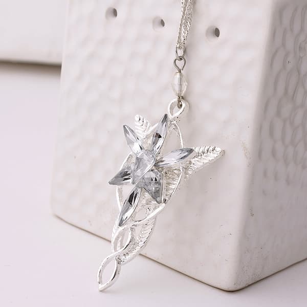Halskjede Arwen Evenstar historien om ringen sølvbelagt
