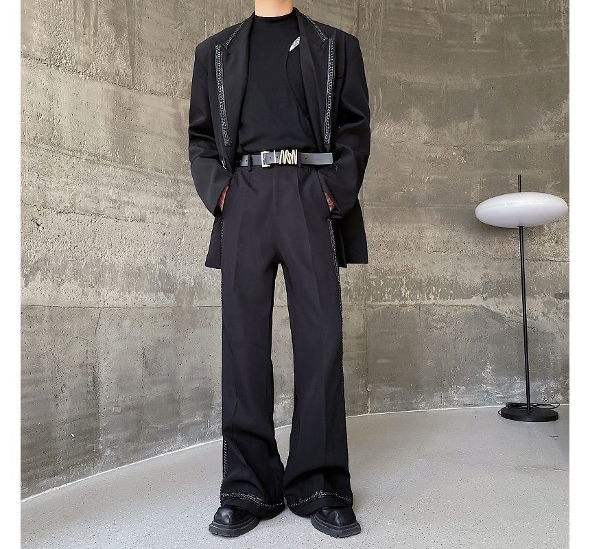 Freehop - Set: Glitterblazer met reverskraag + wijde pantalon met middelhoge taille