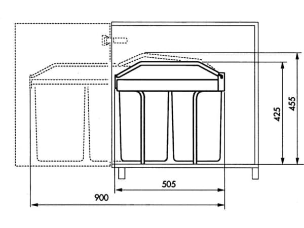 Hailo Multi-Box, 15 l, Rektangulær, Plast, Grå, Hvit, 2 stykker