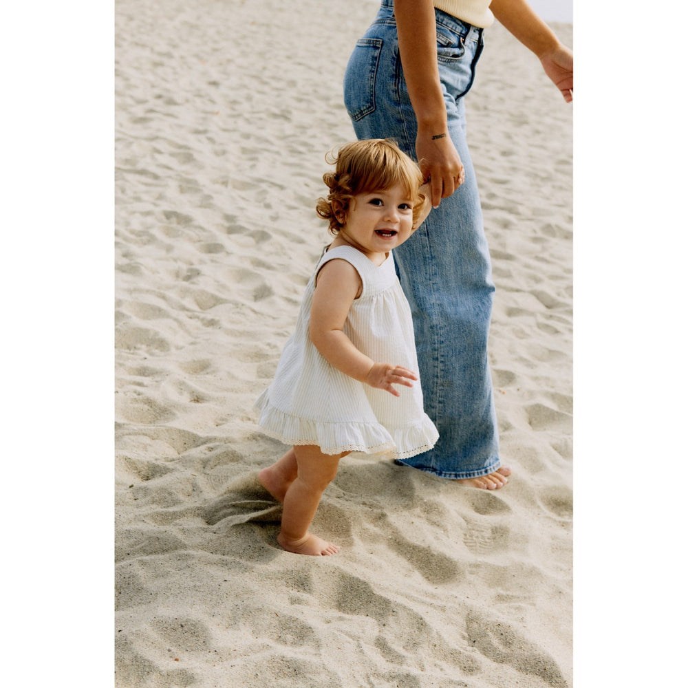 Køb Wheat Summer Blue Stripe Kjole Ruffle Ayla