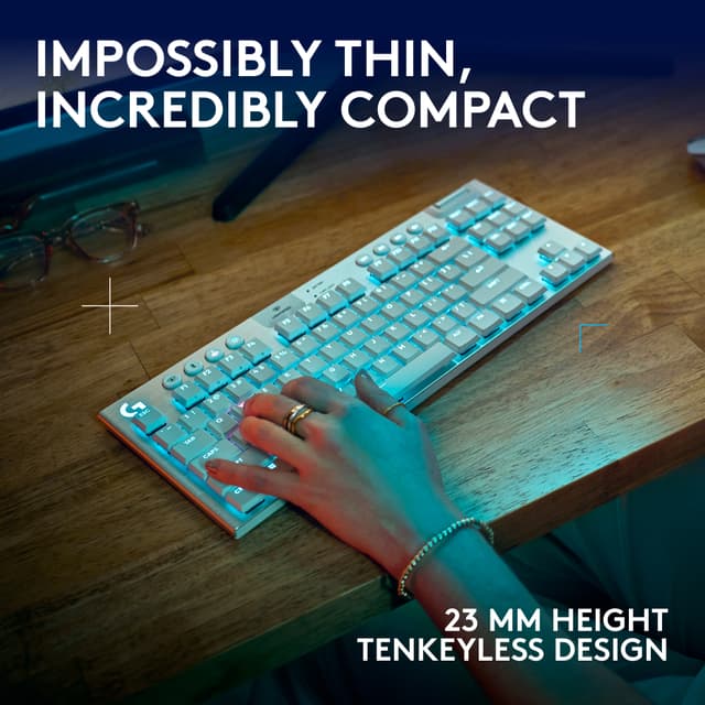 Logitech G915 X Lightspeed TKL trådløst taktilt gamingtastatur (hvid)