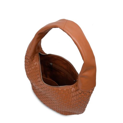 Núnoo Gabi Braided Mountain Small Skuldertaske, Cognac