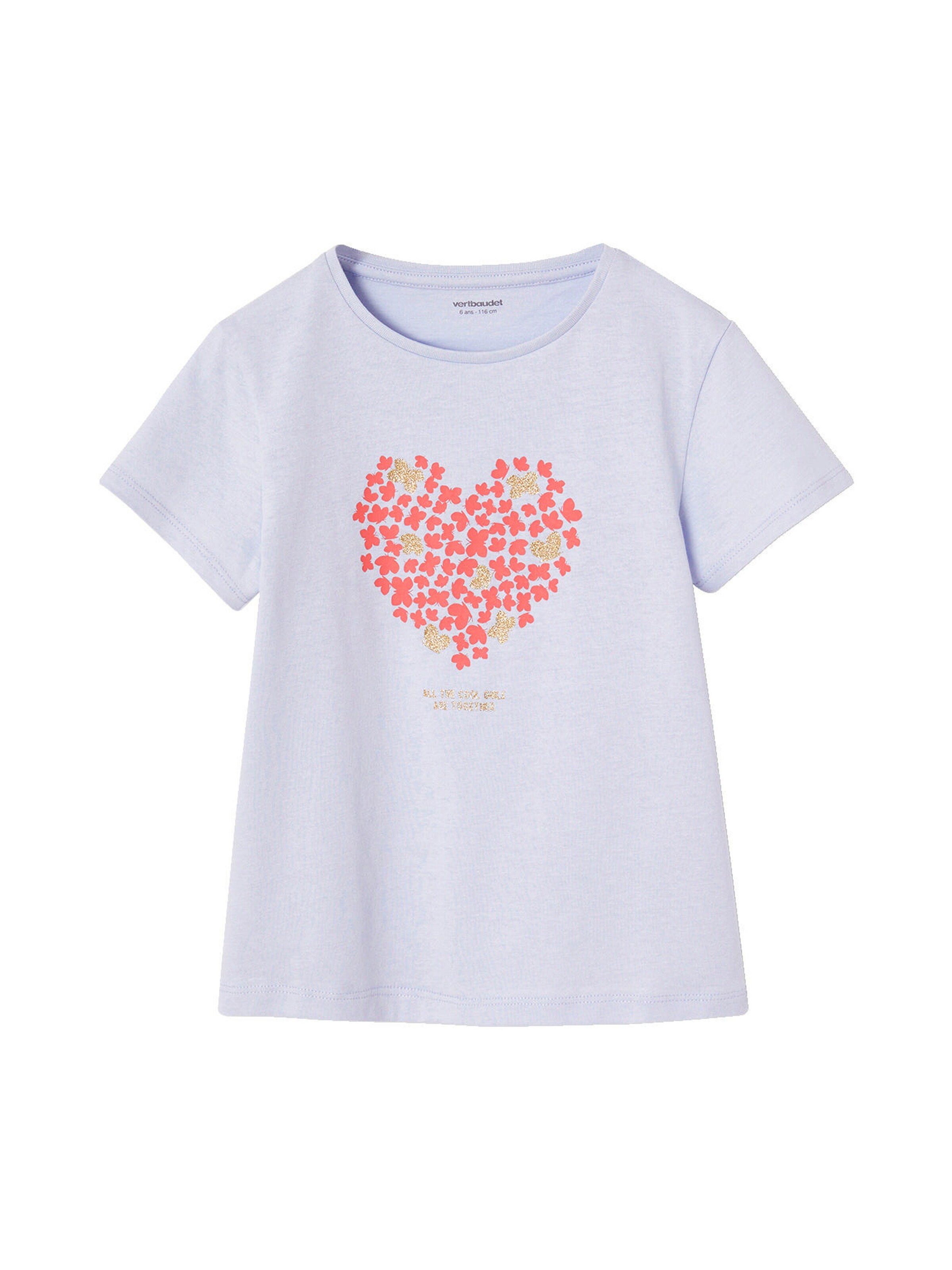 Vertbaudet Mädchen T-Shirt mit Print BASIC himmelblau