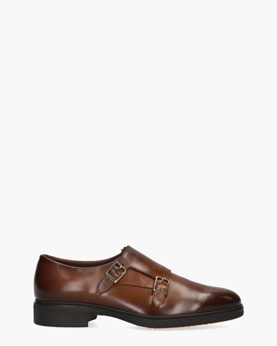 Santoni 18949 Cognac Heren Gespschoenen