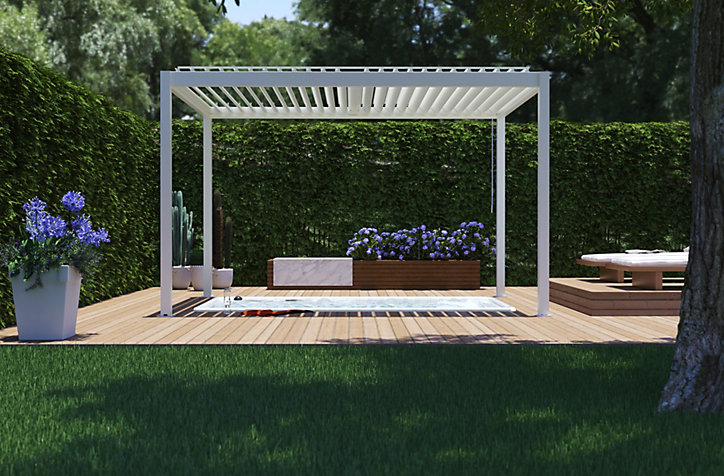 Pergola manuelle bioclimatique autoportante aluminium Cameo 4,04 x 3,14 m